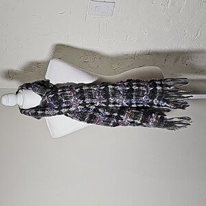 Saldarini 1882 Scarf Como Italy Lana Wool Mohair Plaid Multicolor Cozy Fringe